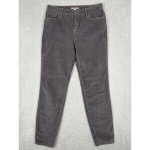 Garnet Hill Womens Corduroy Pants 8 Gray 30x30 Tapered Organic Cotton Stretch